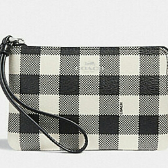 Coach Handbags - COACH CORNER ZIP WRISTLET WITH GINGHAM PRINT